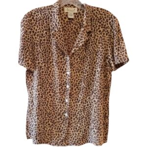 Leopard Washable Silk Blouse